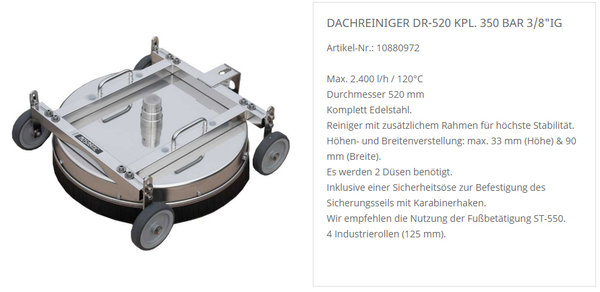 MOSMATIC Dachreiniger DR-520 mm max. 350 bar